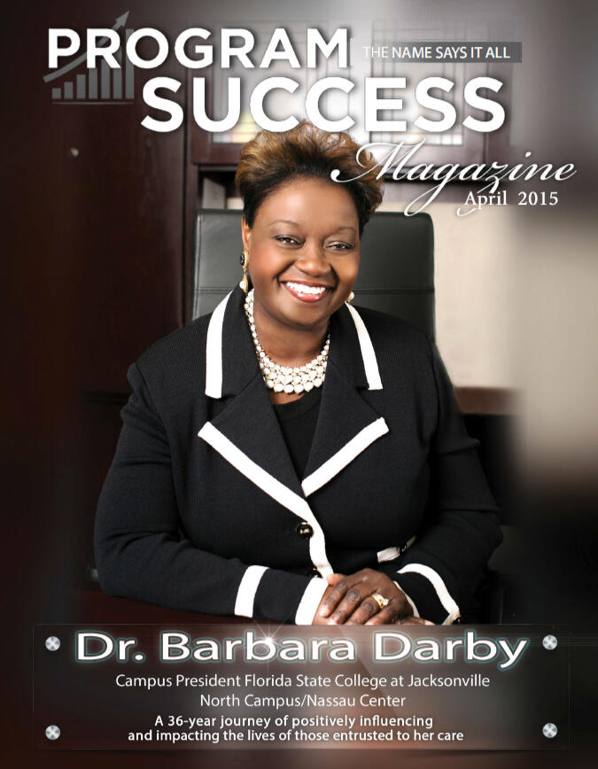 Program Success Magazine cover with a photo of Dr. Barbara Darby wearing a black suit with white trim.