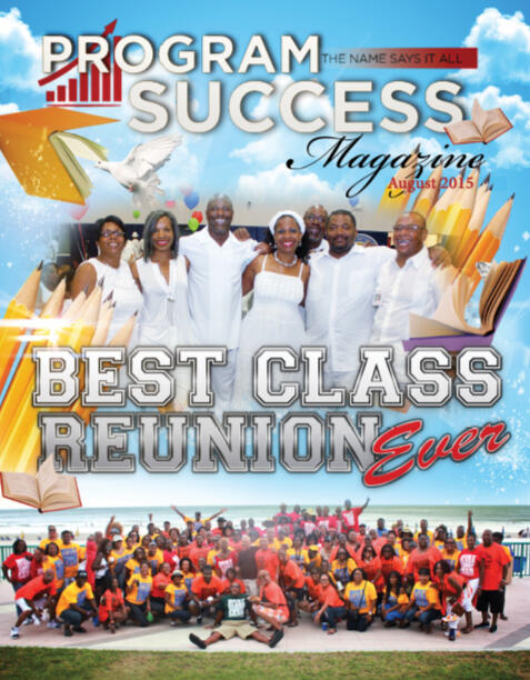 Program Success Magazine Cover August 2015 featuring an image of a group of people at a class reunion
