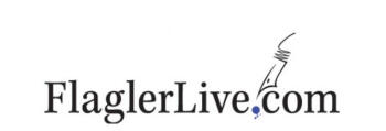 Flagler Live .com logo, in letters with a scetch of a pen between the letters above the dot